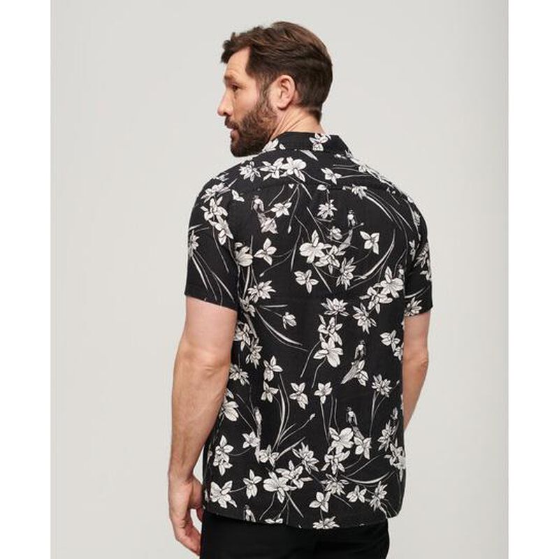 Superdry Open Collar Print Linen Shirt image number 1
